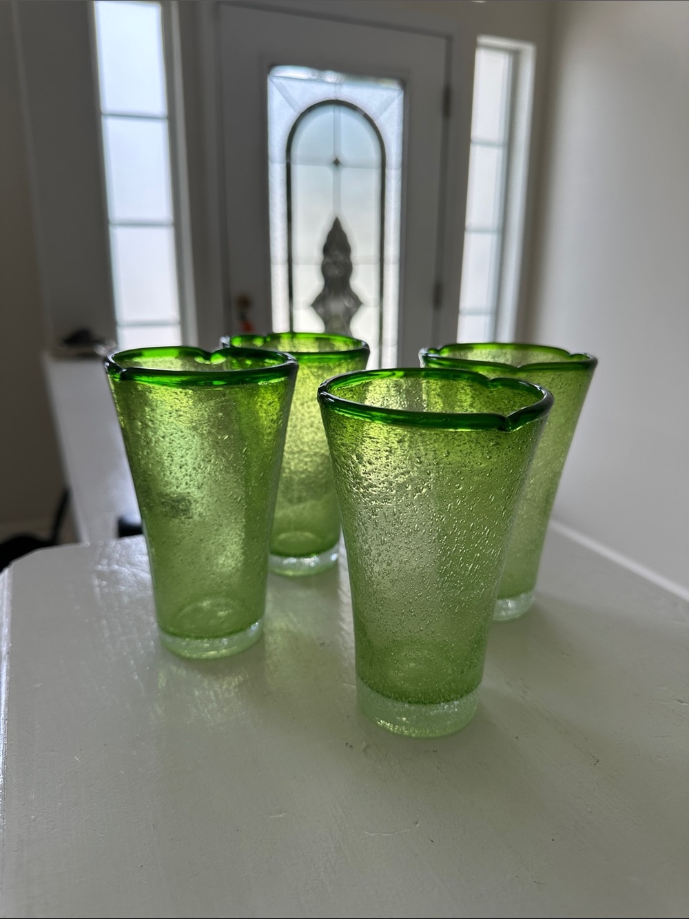 Vintage Hand blown Green Apple drinking glasses